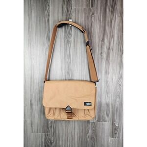STM Laptop Messenger Bag Tan Canvas Padded Shoulder Strap Travel Work Briefcase